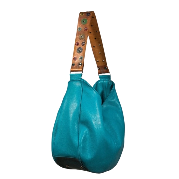 3 Interchangeable Straps KATIE KALSI Handpainted Leather Bucket Shoulder Bag - Picture 4 of 14